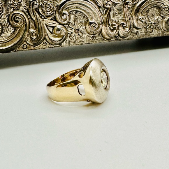 🔥 Modernist Vintage Champagne CZ Sterling Ring - Picture 6 of 17
